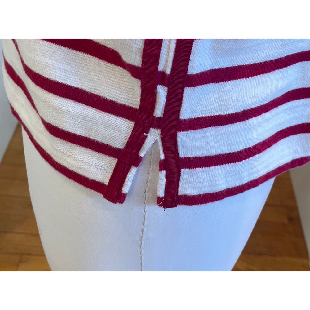 Ann Taylor LOFT Red Stripe Long Sleeve T-Shirt, Ribbon Detail, Minimalist, XS - Picture 6 of 13